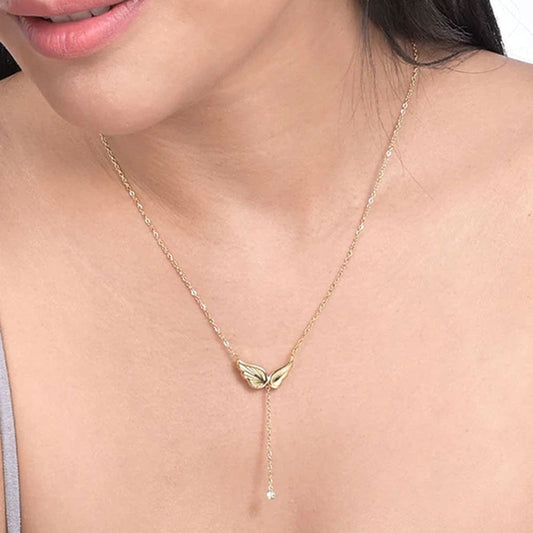 Angel Wing Dangling Diamond Necklace