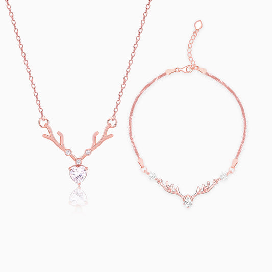 Rose Gold Deer Heart Necklace