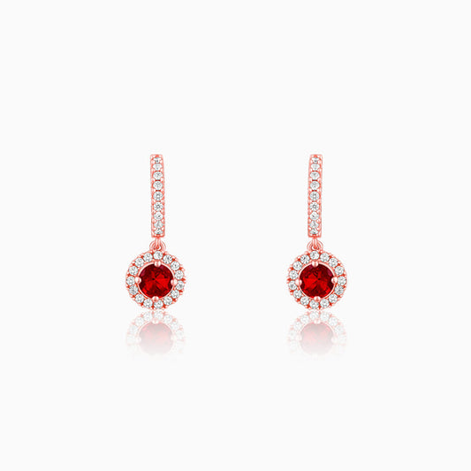 Rose Gold Red Drizzle Drop Earrings