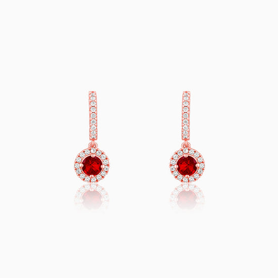 Rose Gold Red Drizzle Drop Earrings