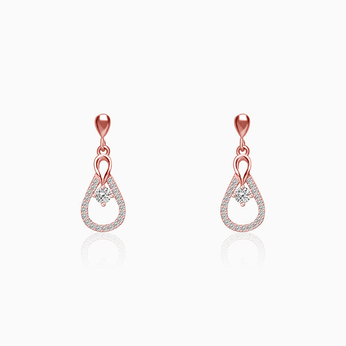 Rose Gold Zircon Drop Earrings