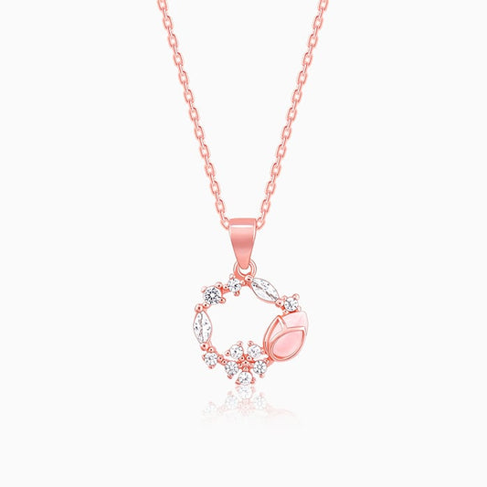 Rose Gold Wreath Pendant with Link Chain
